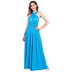 Langes Maxikleid für Damen, schulterfrei, sexy, für Hochzeit, Brautjungfer, Abendkleid, bodenlang, für Abschlussball und Abendveranstaltungen Gr. Medium, blau von IBTOM CASTLE