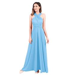 Langes Maxikleid für Damen, schulterfrei, sexy, für Hochzeit, Brautjungfer, Abendkleid, bodenlang, für Abschlussball und Abendveranstaltungen Gr. X-Large, hellblau von IBTOM CASTLE