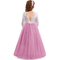 Mädchen Blumenmädchen Hochzeit Festlich Tüll Party Blütenblatt Bodenlang Festzug Geburtstag Prinzessinenkleid Outfits Jugendweihe Fasching Cocktail Dance Ballkleid Koralle-Rückenfrei 3-4 Jahre von IBTOM CASTLE