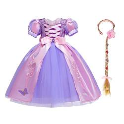 Mädchen Cosplay Kleid Rapunzel Prinzessin Kostüm Kinder Grimms Karneval Tangled Märchen Partykleid Halloween Festival Geburtstag Fotoshooting Magie Faschingskostüm Festkleid Spitzenstickerei 5-6 Jahre von IBTOM CASTLE