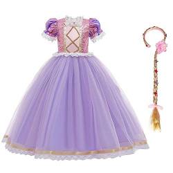 Mädchen Cosplay Kleid Rapunzel Prinzessin Kostüm Kinder Grimms Karneval Tangled Märchen Partykleid Halloween Festival Geburtstag Fotoshooting Magie Faschingskostüm Festkleid Violett(2pcs) 3-4 Jahre von IBTOM CASTLE