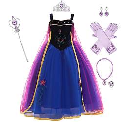 Mädchen Prinzessin Kostüm Eiskönigin Anna Kleid mit Umhang Für Kinder Geburtstagsfeier Phantasie Cosplay Verrücktes Ankleiden Karneval Verkleidung Weihnachten Halloween Fest 05-Lila 3-4 Jahre von IBTOM CASTLE