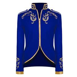 Mittelalter Kleidung Herren, Frack Herren Langarm Prinz Smoking Steampunk Frack Mantel Gothic Viktorianisch Blazer Jacke Karneval Kostüm Halloween Fashing Verkleidung Oberbekleidung Uniform Blau M von IBTOM CASTLE