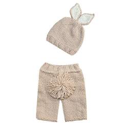 Ostern Neugeborenes Baby Junge Mädchen Cap+Shorts+Karotte Spielzeug Foto Fotografie Prop Outfits Set Häkelkostüm Strick Kostüm Fotoshooting Overalls Hase Hosen Kleidung 04-Grau(2pcs) 0-12Monate von IBTOM CASTLE