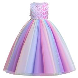 Prinzessin Kleid Mädchen - Tüllrock Mädchen - Ballkleid Mädchen - Faschingskostüme Kinder Mädchen: Blumenmädchenkleider Mädchen Ärmellos Prinzessin KleiderTüll Regenbogen violett 11-12 Jahre von IBTOM CASTLE