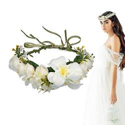 Blumenkronen | Verstellbares Boho-Blumen-Stirnband Brautblumenkrone mit Band | Floral Headpiece Halo für Hochzeitsfotos Ibuger von IBUGER
