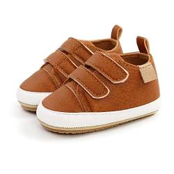 ICATUENY Lauflernschuhe Baby Babyschuhe Krabbelschuhe Anti-Rutsch Baby Junge Mädchen rutschfeste Erste Lauflernschuhe Für Baby 0-18 Monate (0-6 Monate, Braun) von ICATUENY