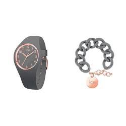 Ice Glam Colour - Grey - Small - 3H + Jewellery - Chain Bracelet - Chic Grey - Rose-Gold von ICE-WATCH