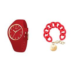 Ice Glam Colour - Red - Small - 3H + Jewellery - Chain Bracelet - Red Passion - Gold von ICE-WATCH