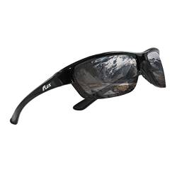ICECUBE AVENTO Polarisierte Sport-Sonnenbrille UV400 Schutz mit Anti-Rutsch-Funktion und leichtem Rahmen - für Männer und Frauen beim Fahren, Laufen (Black/Grey Mirror) von ICECUBE