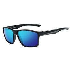 ICECUBE Carmel Polarized Sunglasses for Men and Women UV400 Protection, Anti-Slip, Lightweight (Matte Black, Blue Mirror) von ICECUBE