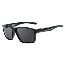 ICECUBE Carmel polarisierte Sonnenbrille für Damen und Herren, UV400-Schutz, rutschfest, leicht (Mat.BLK/Grey Mirror) von ICECUBE