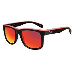 ICECUBE Hyperbolic Polarisierte Sonnenbrille für Damen und Herren UV400 Schutz, rutschfest, leicht, Mattschwarz-rot. von ICECUBE