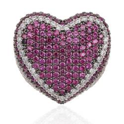 ICEDIAMOND 18K Iced Out Big Heart CZ Diamantring, weißvergoldeter Micro-Pave Fully Bling Color Zirkonia Hip Hop Charm Ringe für Männer (10, Purple) von ICEDIAMOND