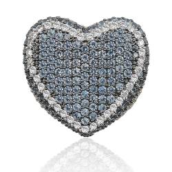 ICEDIAMOND 18K Iced Out Big Heart CZ Diamantring, weißvergoldeter Micro-Pave Fully Bling Color Zirkonia Hip Hop Charm Ringe für Männer (11, Blue) von ICEDIAMOND