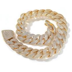 ICEDIAMOND Herren Luxus 24MM Bubble Arc CZ Diamant Kubanische Gliederkette Halskette, 18 Karat vergoldet vereist Vollständig glänzen 5A Zirkonia Hip Hop Schmuck (20'', Gold) von ICEDIAMOND