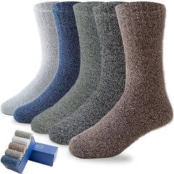 ICEIVY Socken für Damen, weiche Strickwolle, Winter, dick, warm, Cabin, Fuzzy, Crew, Damensocken, 5er-Pack, XL - mehrfarbig - A1, 37-42 EU von ICEIVY