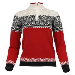 ICEWEAR Gerðe feiner Merino-Damenpullover mit halbem Reißverschluss (rot, XL) von ICEWEAR