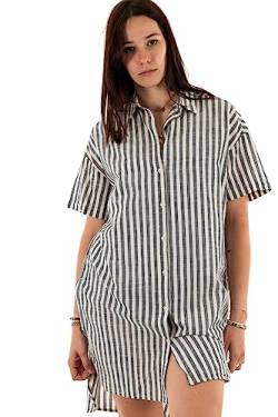 ICHI Damen IHGRY SH7 Bluse, 202033/Natural Stripe, 36 von ICHI