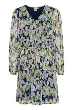 ICHI IHBERANO DR2 Damen Freizeitkleid Kleid Minikleid Chiffon Langarm Schößchen V-Ausschnitt Regular-Fit, Größe:34, Farbe:Multi Camo (201330) von ICHI