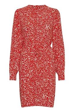 ICHI IHCAROLINA DR Damen Freizeitkleid Kleid Minikleid mit Knopfleiste hoher Kragen Langarm Regular-Fit, Größe:36, Farbe:Poppy Red (171664) von ICHI