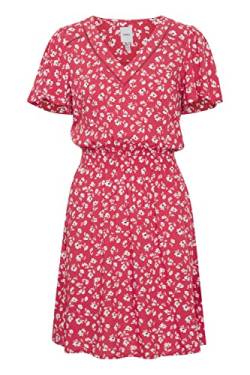 ICHI IHEVINO DR Damen Freizeitkleid Kleid 100% Viskose Minikleid mit FFlügelärmelchen Taillenbund Kurzarm Regular-Fit, Größe:38, Farbe:Raspberry Wine (181741) von ICHI