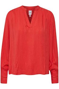 ICHI IHGELLA LS Damen Bluse mit V-Ausschnit und schmalem Stehkragen Langarm, Größe:34, Farbe:Bittersweet (171663) von ICHI