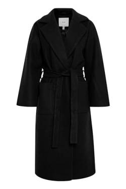 ICHI IHJANNET JA2 Damen Wintermantel Wollmantel Winterjacke mit Reverskragen Taschen und Gürtel, Größe:38, Farbe:Black (194008) von ICHI