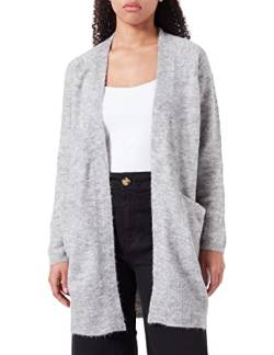 ICHI IHKAMARA CA2 Damen Lange Strickjacke Feinstrick Cardigan Longstrickjacke Long-Strickcardigan Regular-Fit, Größe:L, Farbe:Grey Melange (200318) von ICHI