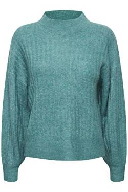 ICHI IHKAMARA LS5 Damen Strickpullover Strickpullover mit Turtleneck und Ballonärmeln Regular-Fit, Größe:L, Farbe:Blue Spruce (185308) von ICHI