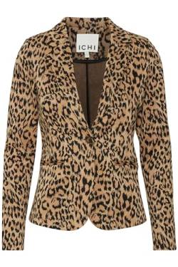 ICHI IHKATE Leopard Jacquard Damen Blazer Jackenblazer Regular fit, Größe:XS, Farbe:Natural Leo Jacquard (202923) von ICHI