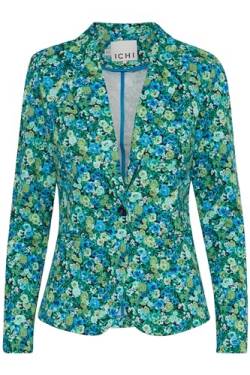 ICHI IHKATE Print BL18 Damen Blazer Jackenblazer 74% Polyester, 22% Viskose, 4% Elasthan Regular fit, Größe:L, Farbe:Blue Green Multi Flower AOP (202699) von ICHI