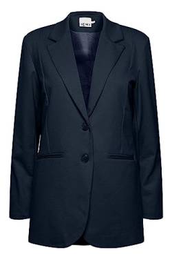 ICHI IHKATE SUS Oversize BL Damen Blazer Longblazer Jacke Long-Blazer mit Knöpfen Stretch und Reverskragen, Größe:XL, Farbe:Total Eclipse (194010) von ICHI