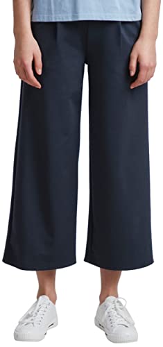 ICHI IHKATE SUS WIDE PA Damen Hose Stoffhose mit Stretch gerader Schnitt Elastikbund Crop Länge, Größe:M, Farbe:Total Eclipse (194010) von ICHI
