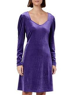 ICHI IHLAVANNY DR2 Damen Freizeitkleid Kleid Minikleid Samt Herzausschnitt Langarm Regular-Fit, Größe:2XL, Farbe:Violet Indigo (193750) von ICHI