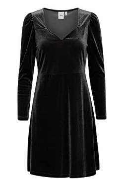 ICHI IHLAVANNY DR2 Damen Freizeitkleid Kleid Minikleid Samt Herzausschnitt Langarm Regular-Fit, Größe:M, Farbe:Black (194008) von ICHI