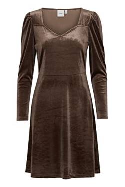 ICHI IHLAVANNY DR2 Damen Freizeitkleid Kleid Minikleid Samt Herzausschnitt Langarm Regular-Fit, Größe:XL, Farbe:Coffee Bean (190915) von ICHI