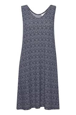 ICHI IHLISA DR21 Damen Jerseykleid Shirtkleid Kleid Minikleid mit Stretch ärmellos V-Ausschnitt Regular-Fit, Größe:2XL, Farbe:Total Eclipse Dot (200896) von ICHI