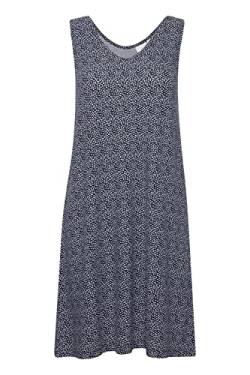 ICHI IHLISA DR21 Damen Jerseykleid Shirtkleid Kleid Minikleid mit Stretch ärmellos V-Ausschnitt Regular-Fit, Größe:L, Farbe:Total Eclipse Dot (200896) von ICHI