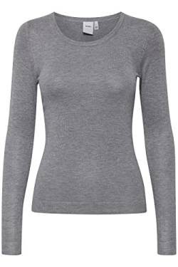 ICHI IHMAFA Round LS Damen Longsleeve Langarmshirt Basic Shirt Mulitpack, Größe:L, Farbe:Grey Melange (10020) von ICHI