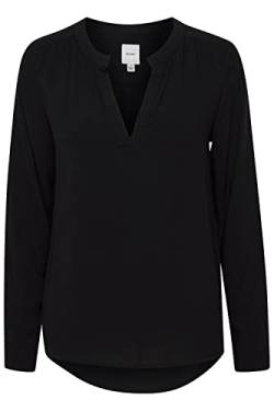 ICHI IHMAIN LS2 Damen lange Bluse Langarm Basicbluse aus reiner Viskose Nachhaltige zertifizierte EcoVero Viskose V-Ausschnitt Regular Fit, Größe:38, Farbe:Black (194008) von ICHI