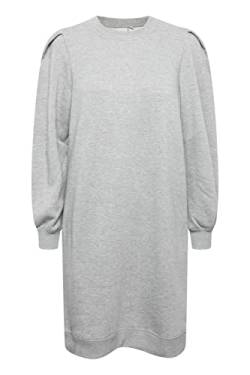 ICHI IHMALO SW DR Damen Sweatkleid Freizeitkleid Kleid Sweatkleid mit Puffärmeln Langarm breite Bündchen Regular-Fit, Größe:L, Farbe:Medium Grey Melange (200320) von ICHI