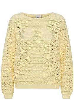 ICHI IHMARION LS4 Damen Strickpullover Feinstrick Pullover 100% Baumwolle Strickpullover mit Rundhalsausschnitt Regular-Fit, Größe:L, Farbe:French Vanilla (120722) von ICHI