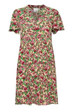 ICHI IHMARRAKECH AOP DR11 Damen Freizeitkleid Kleid 100% Viskose Minikleid mit Flügelärmeln V-Ausschnitt Regular-Fit, Größe:XL, Farbe:Structured Flower Mix1 (201850) von ICHI