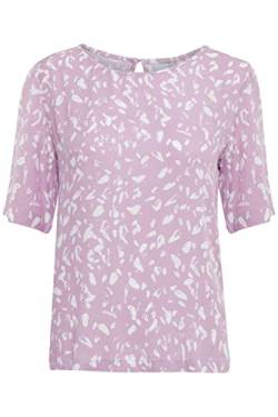 ICHI IHMARRAKECH AOP SS7 Damen Bluse Shirtbluse Kurzarm mit Rundhalsausschnitt und Allover-Print, Größe:L, Farbe:Lavender Mist (163307) von ICHI