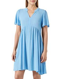 ICHI IHMARRAKECH SO DR11 Damen Freizeitkleid Kleid 100% Viskose Minikleid mit Flügelärmeln V-Ausschnitt Regular-Fit, Größe:L, Farbe:Little Boy Blue (164132) von ICHI