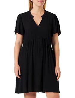 ICHI IHMARRAKECH SO DR11 Damen Freizeitkleid Kleid 100% Viskose Minikleid mit Flügelärmeln V-Ausschnitt Regular-Fit, Größe:XL, Farbe:Black (194008) von ICHI