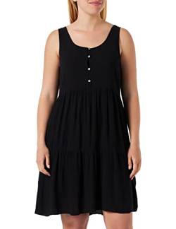 ICHI IHMARRAKECH SO DR12 Damen Freizeitkleid Kleid 100% Viskose Minikleid mit Knopfleiste Ärmellos Regular-Fit, Größe:L, Farbe:Black (194008) von ICHI
