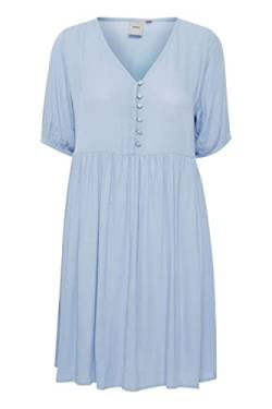 ICHI IHMARRAKECH SO DR7 Damen Freizeitkleid Kleid mit V-Ausschnitt Halbarm Relaxed-Fit, Größe:L, Farbe:Chambray Blue (154030) von ICHI