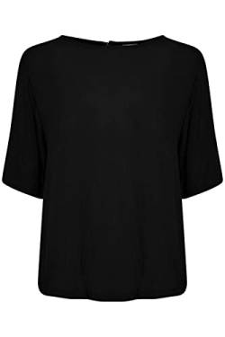 ICHI IHMARRAKECH SO Damen Bluse Shirtbluse Kurzarm mit U-Boot Ausschnitt, Größe:S, Farbe:Black (194008) von ICHI